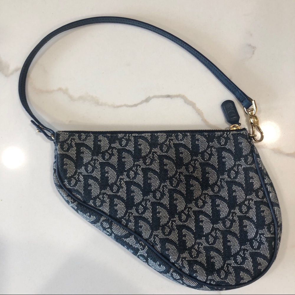 Christian Dior mini saddle blue purse vintage